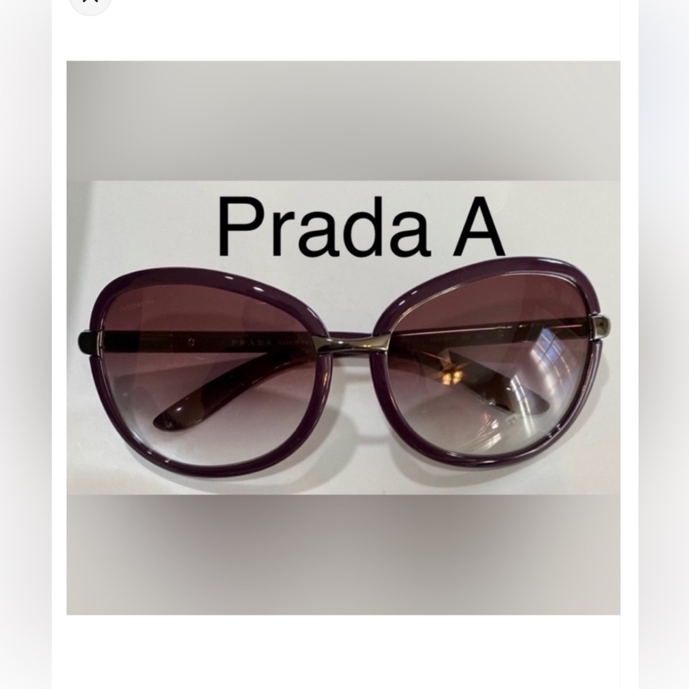 1 PAIR Prada “A” Purple Sunglasses Gold Tone Wire